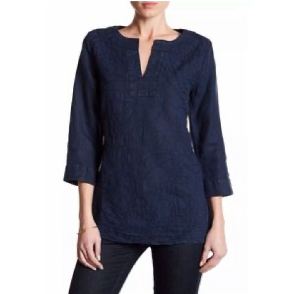 Tommy Bahama 100% linen Tunic swim cover Blue embroidered size large